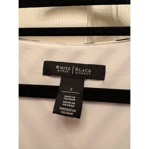 White House Black Market size 2 black and white striped v neck midi dress - Picture 4 of 6